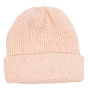 NWOT Steve Madden Ribbed Imitation Pearl Embellished Beanie ONE SIZE